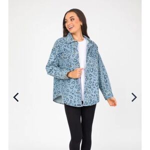 Light Blue Leopard Print Jacket